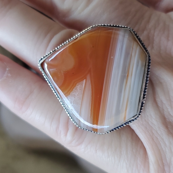New Botswana Agate 925 Silver Statement Ring. - Picture 7 of 16